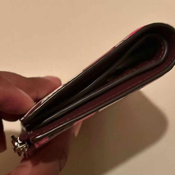 Kate Spade Jackson Forest Floral Small Bifold Wallet Burgundy Pink Cream Mod - Picture 8 of 14